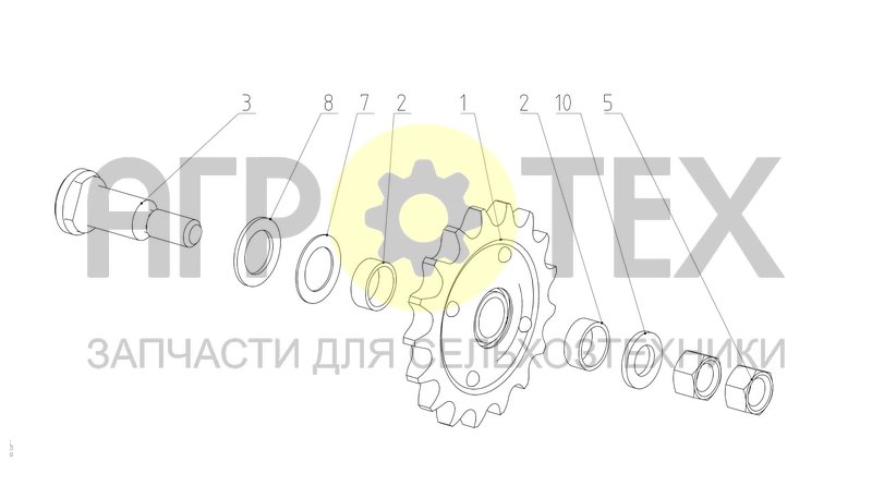 Звёздочка натяжная (54-0-52) (№3 на схеме)